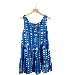 J.Crew Indigo Shibori Tank Dress (Faded Adire) Blue